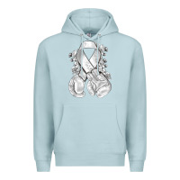 Blue Mist Lung Cancer white ribbon with boxing gloves Premium Hoodie - NancyCooperArtShop