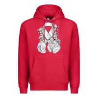 Cardinal Lung Cancer white ribbon with boxing gloves Premium Hoodie - NancyCooperArtShop