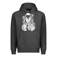 Charcoal Heather Lung Cancer white ribbon with boxing gloves Premium Hoodie - NancyCooperArtShop