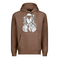 Chestnut Lung Cancer white ribbon with boxing gloves Premium Hoodie - NancyCooperArtShop