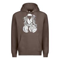 Coffee Lung Cancer white ribbon with boxing gloves Premium Hoodie - NancyCooperArtShop
