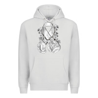 Dove Grey Lung Cancer white ribbon with boxing gloves Premium Hoodie - NancyCooperArtShop