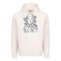 Pale Pink Lung Cancer white ribbon with boxing gloves Premium Hoodie - NancyCooperArtShop