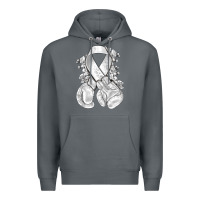 Rock Lung Cancer white ribbon with boxing gloves Premium Hoodie - NancyCooperArtShop
