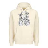 Sandshell Lung Cancer white ribbon with boxing gloves Premium Hoodie - NancyCooperArtShop