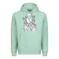 Seafoam Lung Cancer white ribbon with boxing gloves Premium Hoodie - NancyCooperArtShop