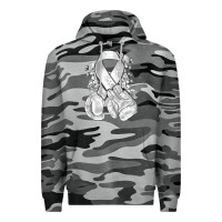 Slate Camo Lung Cancer white ribbon with boxing gloves Premium Hoodie - NancyCooperArtShop