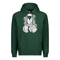 Sports Green Lung Cancer white ribbon with boxing gloves Premium Hoodie - NancyCooperArtShop