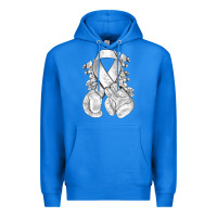 True Royal Lung Cancer white ribbon with boxing gloves Premium Hoodie - NancyCooperArtShop