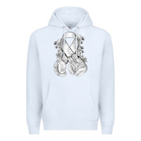 White Lung Cancer white ribbon with boxing gloves Premium Hoodie - NancyCooperArtShop