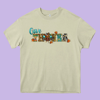 Give Thanks Heavy Core Tee Designed By Ranaportraitstore