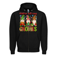Black chillin with my gnomies Zipper Hoodie - MaliasSmallBusiness
