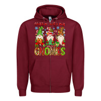 Burgundy chillin with my gnomies Zipper Hoodie - MaliasSmallBusiness