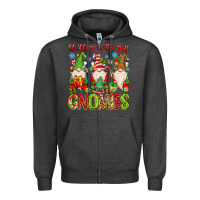 Charcoal Heather chillin with my gnomies Zipper Hoodie - MaliasSmallBusiness