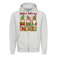 Dove Grey chillin with my gnomies Zipper Hoodie - MaliasSmallBusiness