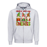Heather Grey chillin with my gnomies Zipper Hoodie - MaliasSmallBusiness