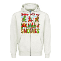 Oatmeal Heather chillin with my gnomies Zipper Hoodie - MaliasSmallBusiness