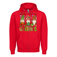 Red chillin with my gnomies Zipper Hoodie - MaliasSmallBusiness