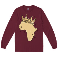 Burgundy africa with crown Long Sleeve Tee - MaliasSmallBusiness