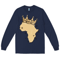 Navy africa with crown Long Sleeve Tee - MaliasSmallBusiness
