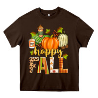 Chocolate Brown happy fall Heavy Core Tee - Zillion Design Studio