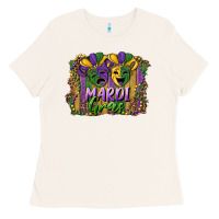 Bone mardi gras mask with leopard background Ladies Tee - RanaPortraitStore