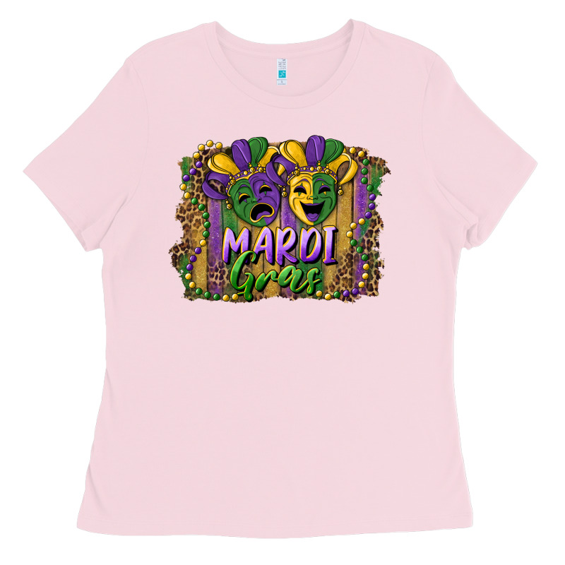 Mardi Gras Mask With Leopard Background Ladies Tee by RanaPortraitStore | Teevron