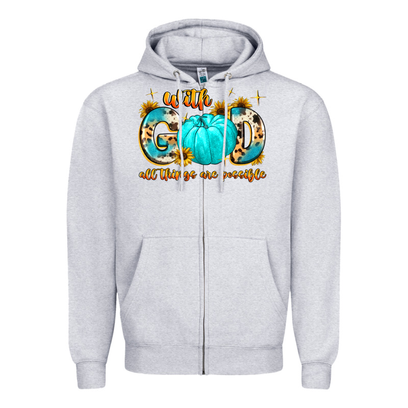With God All Things Are Possible Zipper Hoodie by MaliasSmallBusiness | Teevron