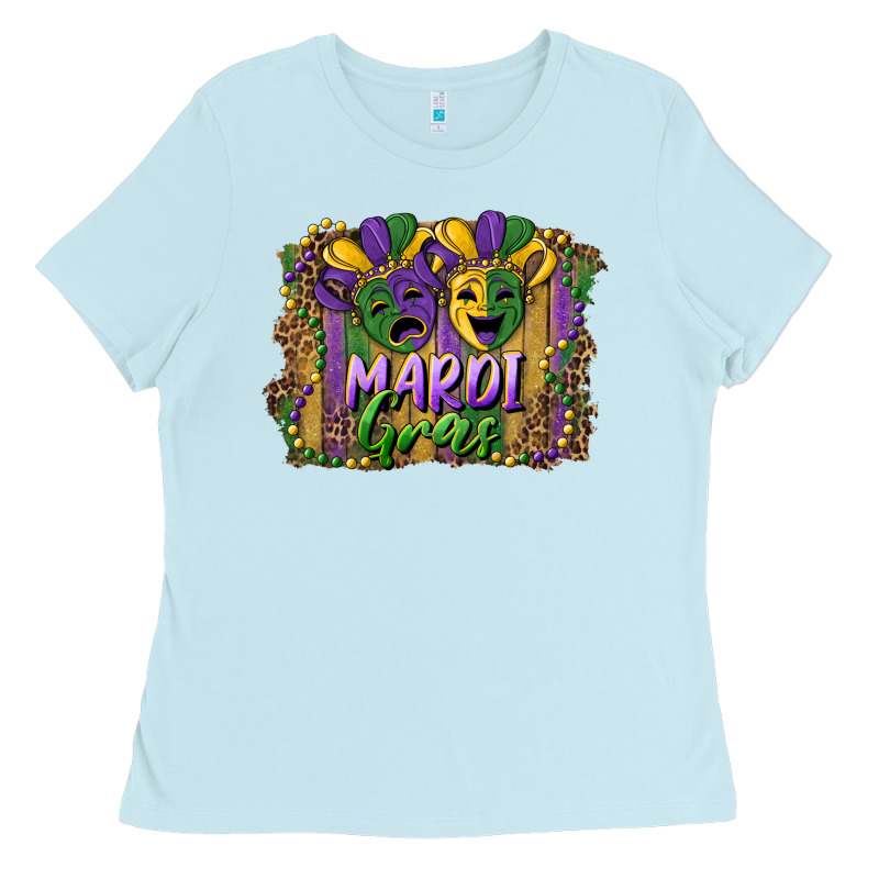 Mardi Gras Mask With Leopard Background Ladies Tee by RanaPortraitStore | Teevron