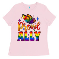Bubblegum Pink proud ally Ladies Tee - JahusDesignShop