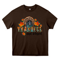 Chocolate Brown thankful and blessed Heavy Core Tee - RanaPortraitStore