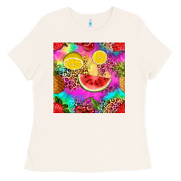 Bone fruits leopard tie dye seamless pattern Ladies Tee - Zillion Design Studio