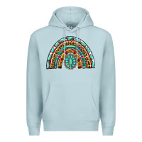 Blue Mist Western Rainbow with Leopard and Gemstone Premium Hoodie - texasbilliewilder