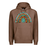Chestnut Western Rainbow with Leopard and Gemstone Premium Hoodie - texasbilliewilder