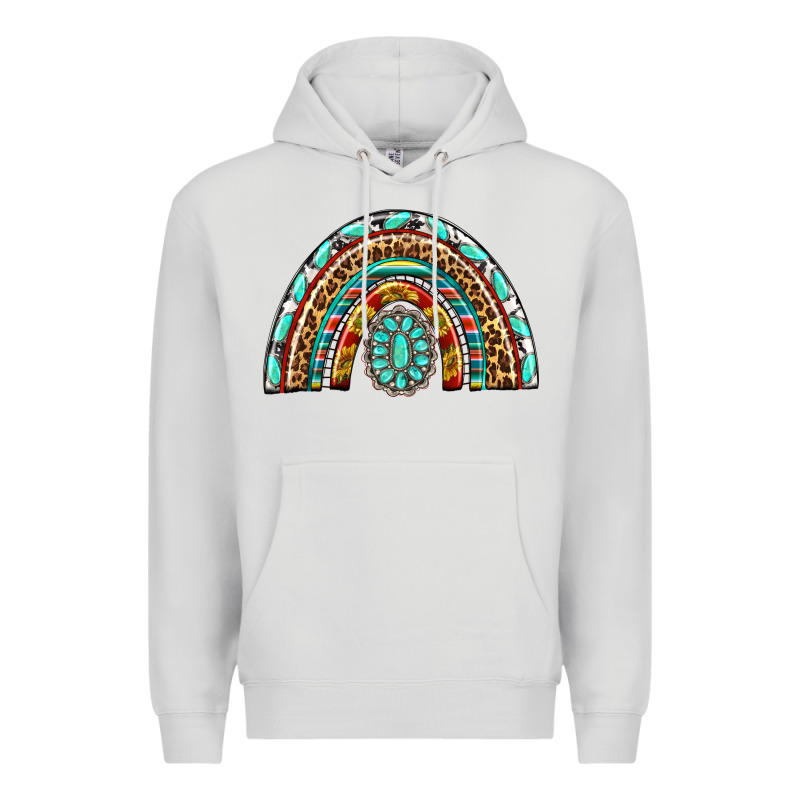 Western Rainbow With Leopard And Gemstone Premium Hoodie by texasbilliewilder | Teevron