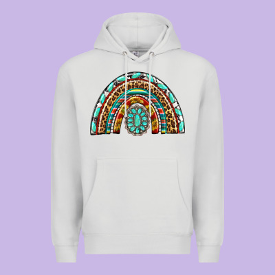 Western Rainbow With Leopard And Gemstone Premium Hoodie Designed By Texasbilliewilder