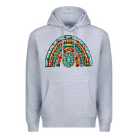 Heather Grey Western Rainbow with Leopard and Gemstone Premium Hoodie - texasbilliewilder