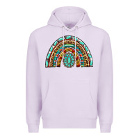 Lilac Western Rainbow with Leopard and Gemstone Premium Hoodie - texasbilliewilder