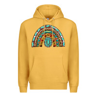 Mustard Western Rainbow with Leopard and Gemstone Premium Hoodie - texasbilliewilder