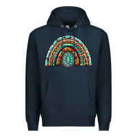 Navy Western Rainbow with Leopard and Gemstone Premium Hoodie - texasbilliewilder