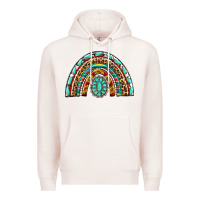 Pale Pink Western Rainbow with Leopard and Gemstone Premium Hoodie - texasbilliewilder