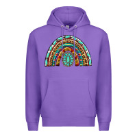Purple Western Rainbow with Leopard and Gemstone Premium Hoodie - texasbilliewilder