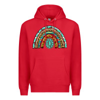 Red Western Rainbow with Leopard and Gemstone Premium Hoodie - texasbilliewilder