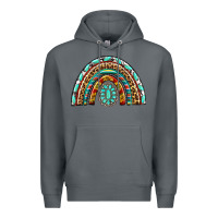 Rock Western Rainbow with Leopard and Gemstone Premium Hoodie - texasbilliewilder