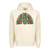 Sandshell Western Rainbow with Leopard and Gemstone Premium Hoodie - texasbilliewilder