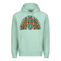 Seafoam Western Rainbow with Leopard and Gemstone Premium Hoodie - texasbilliewilder