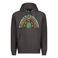 Smoke Western Rainbow with Leopard and Gemstone Premium Hoodie - texasbilliewilder