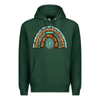 Sports Green Western Rainbow with Leopard and Gemstone Premium Hoodie - texasbilliewilder
