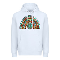 White Western Rainbow with Leopard and Gemstone Premium Hoodie - texasbilliewilder