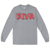 Heather Grey diva Long Sleeve Tee - MaliasSmallBusiness